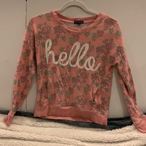 Pink and Green Hello Sweater